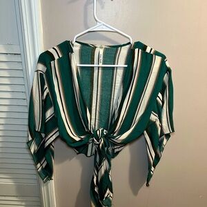 Boutique Green Striped Women's Top